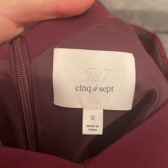 CINQ A SEPT BURGUNDY OFF THE SHOULDER DRESS - Picture 4 of 4